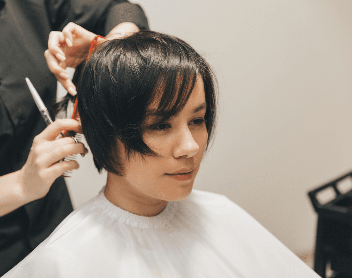 Woman receiving professional shampoo, cut, and blowdry at Directors Cut Hair, Nails and Beauty, Crystal Peaks, Sheffield