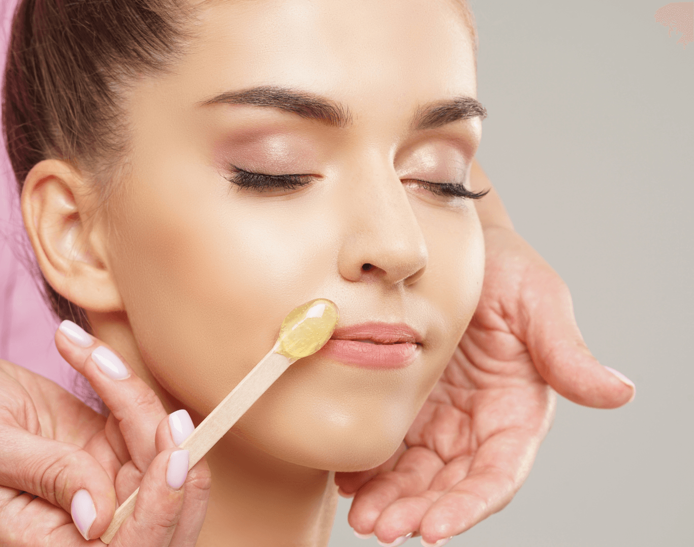 Close-up of a woman receiving an upper lip waxing treatment at Directors Cut Hair, Nails and Beauty, Crystal Peaks, Sheffield