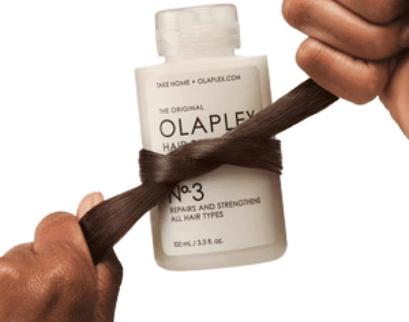 Olaplex No. 3 hair treatment bottle shown strengthening hair, available at Directors Cut Hair, Nails and Beauty, Crystal Peaks, Sheffield